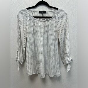 Free David long sleeve blouse. Off white with black dots. Gently used.